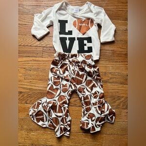 Baby Girl Football Love outfit size 0-3 month flared pants